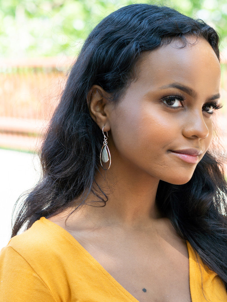 medium drop earrings mother of pearl | Fair Anita