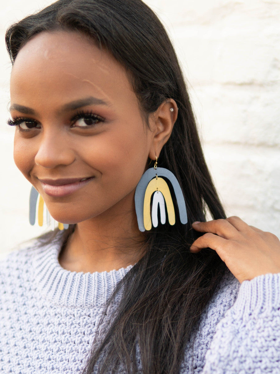 organic rainbow shape earrings colorful | Fair Anita