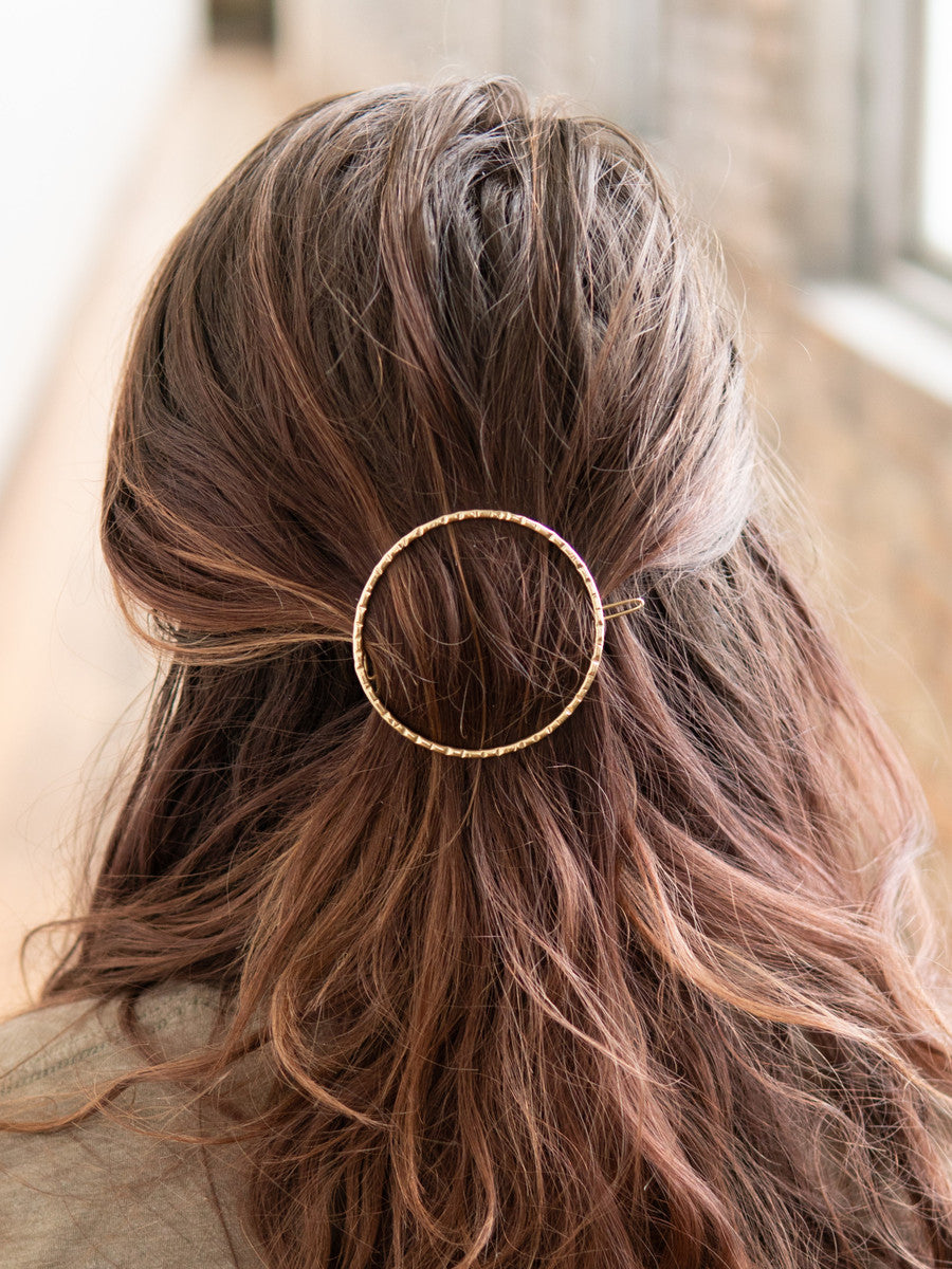oversized open circle brass barrette | Fair Anita