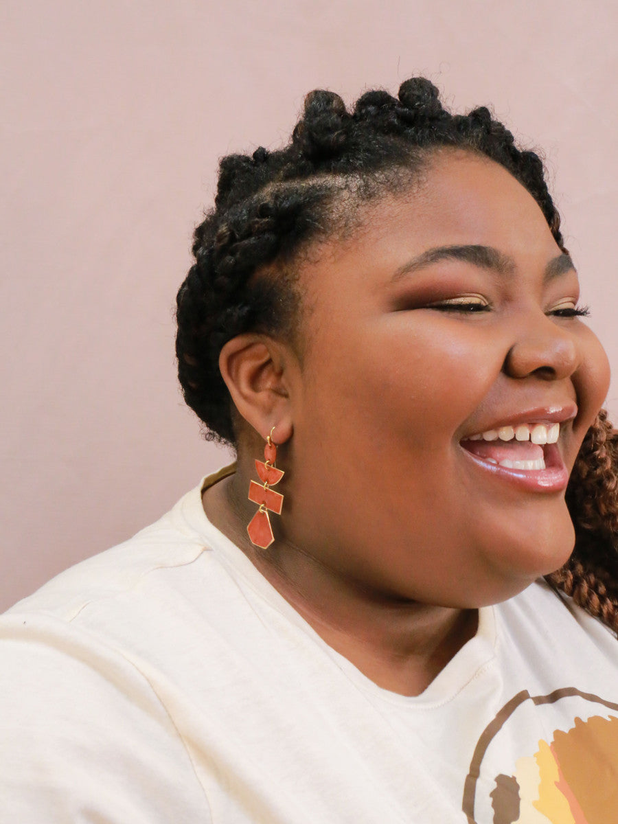 red geometric painted earrings | Fair Anita