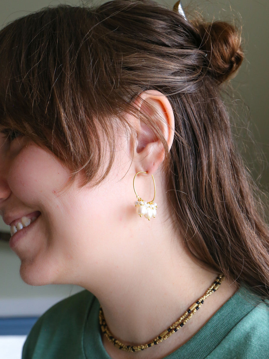 pearl cluster hoops | Fair Anita