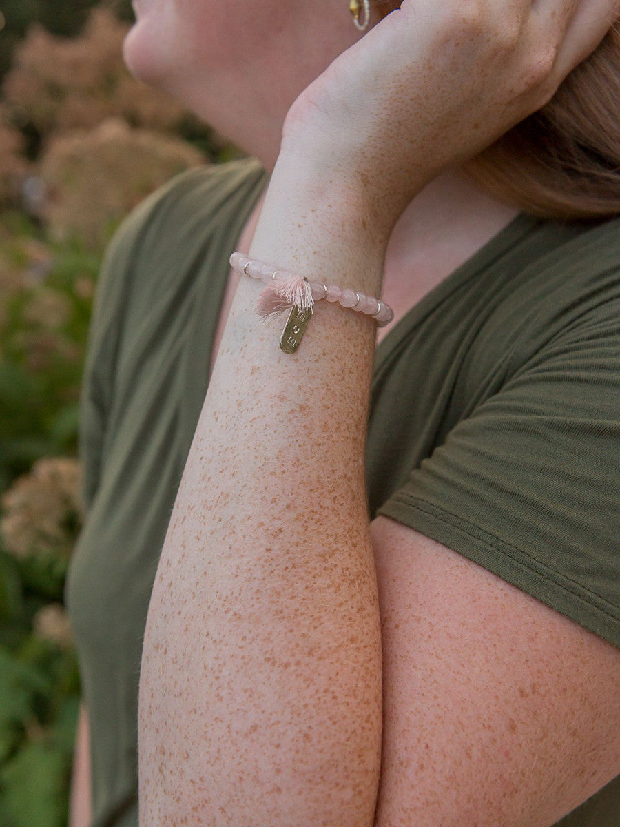 pink beaded elastic bracelet for mother's day | Fair Anita