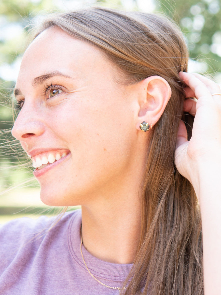 rough labradorite pronged studs | Fair Anita