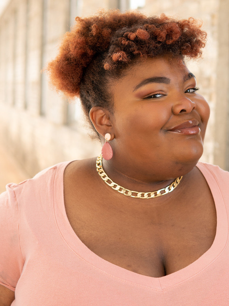 sustainable pink and peach drop earrings_Fair Anita