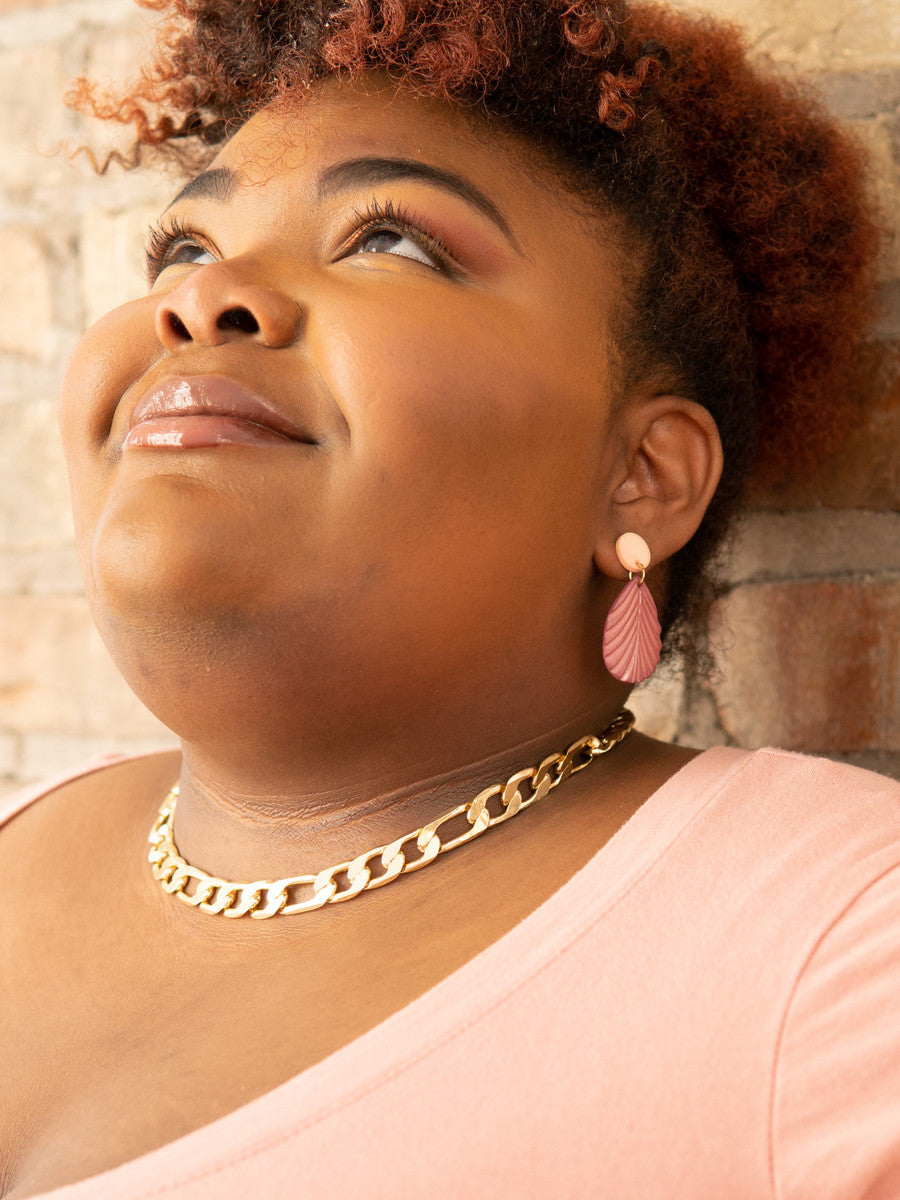 sustainable pink and peach drop earrings_Fair Anita