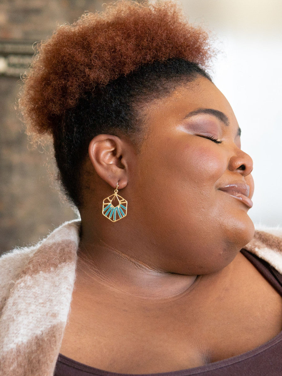 teal and gold starburst earrings | Fair Anita