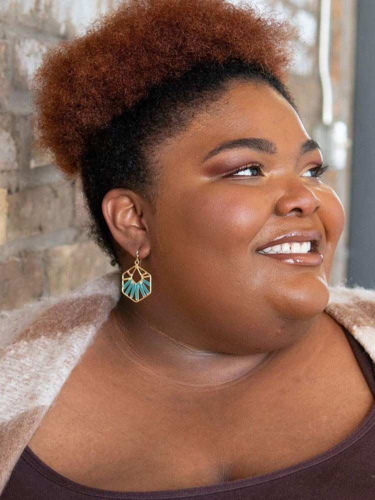 teal and gold starburst earrings | Fair Anita