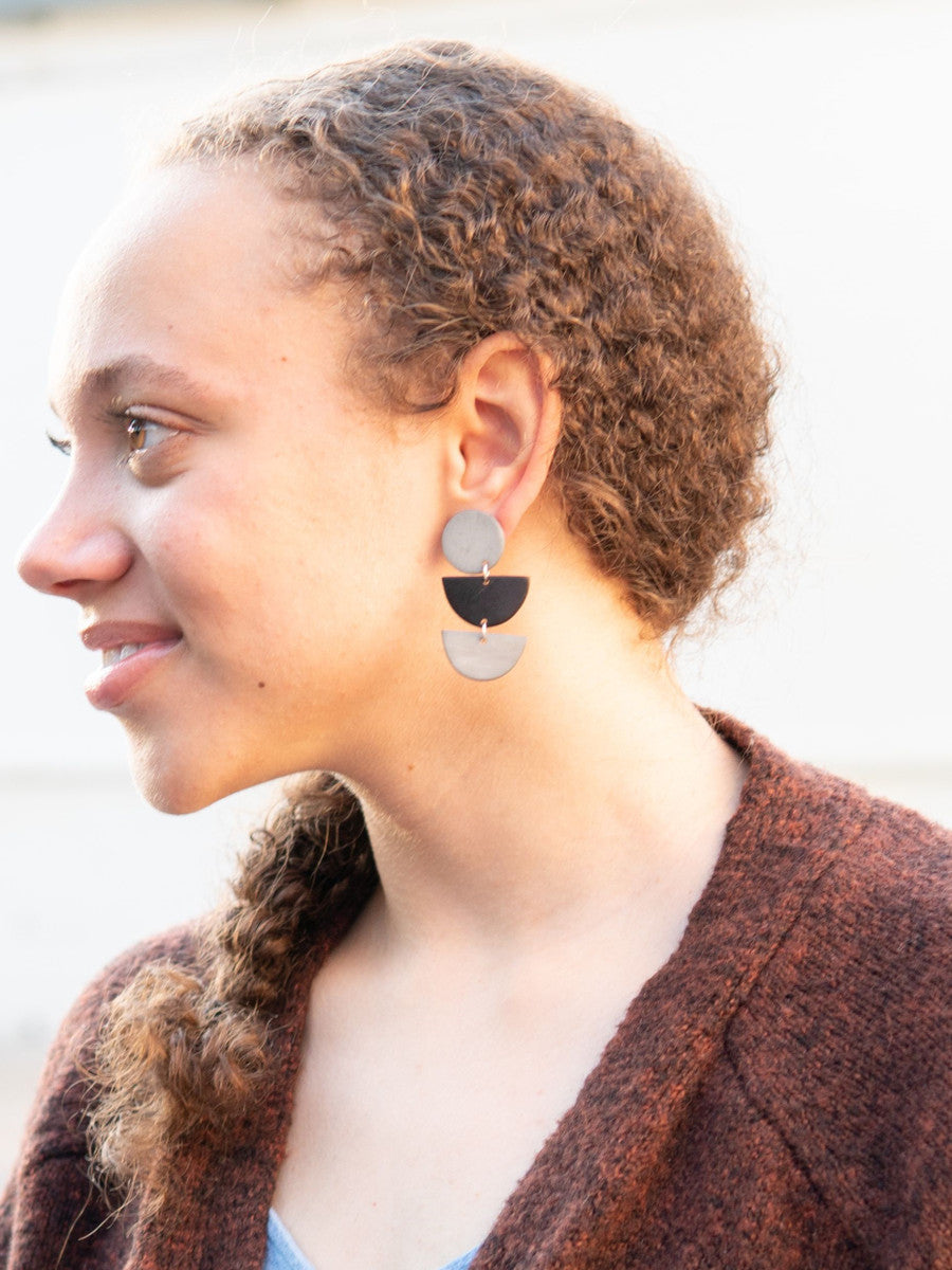 trendy sustainable black and grey earrings | Fair Anita