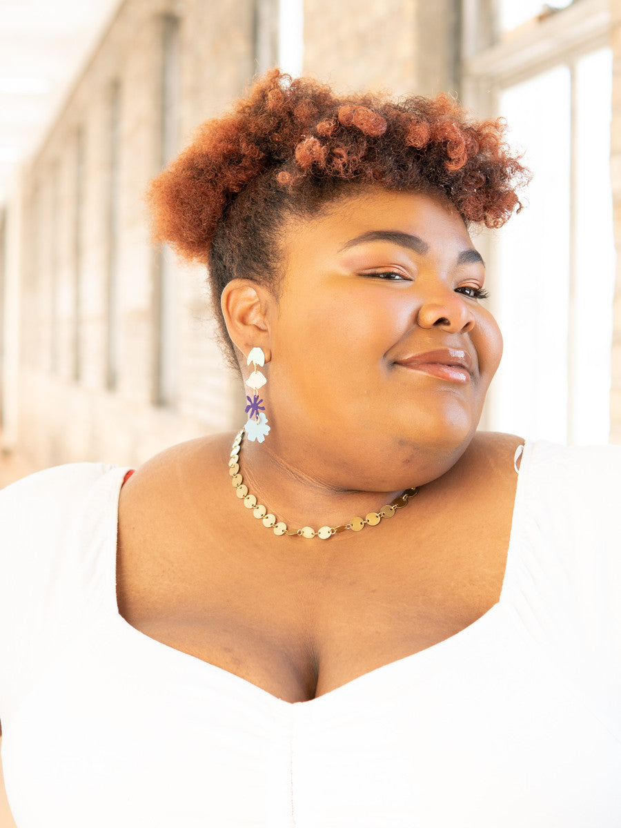 trendy teal floral drop earrings_FAIR Anita