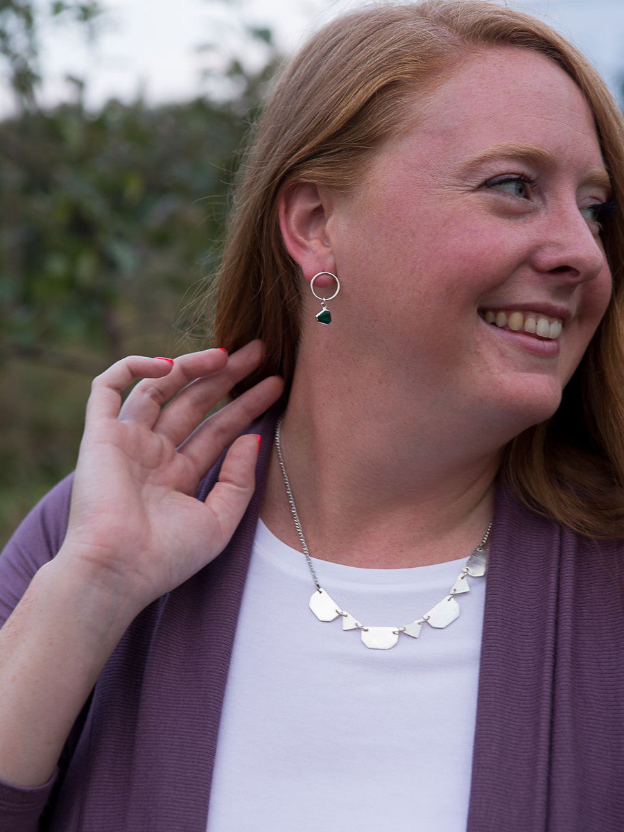 turquoise Drop Circle Sterling Studs | Fair Anita