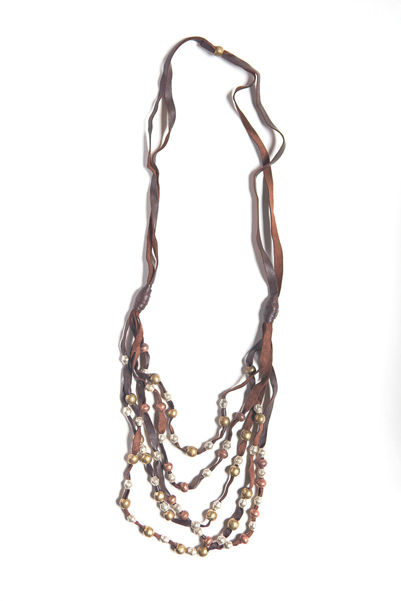 Lava Flow Leather and Artillery Necklace