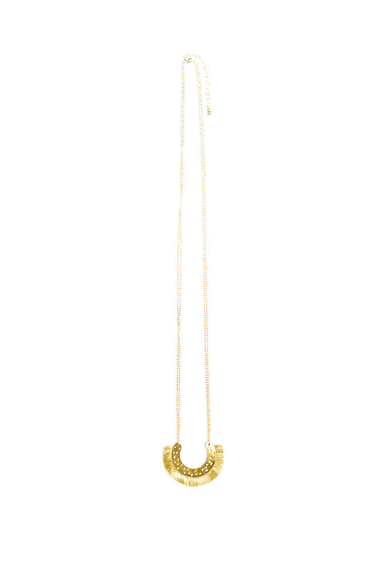 Golden Arc Fringed Necklace