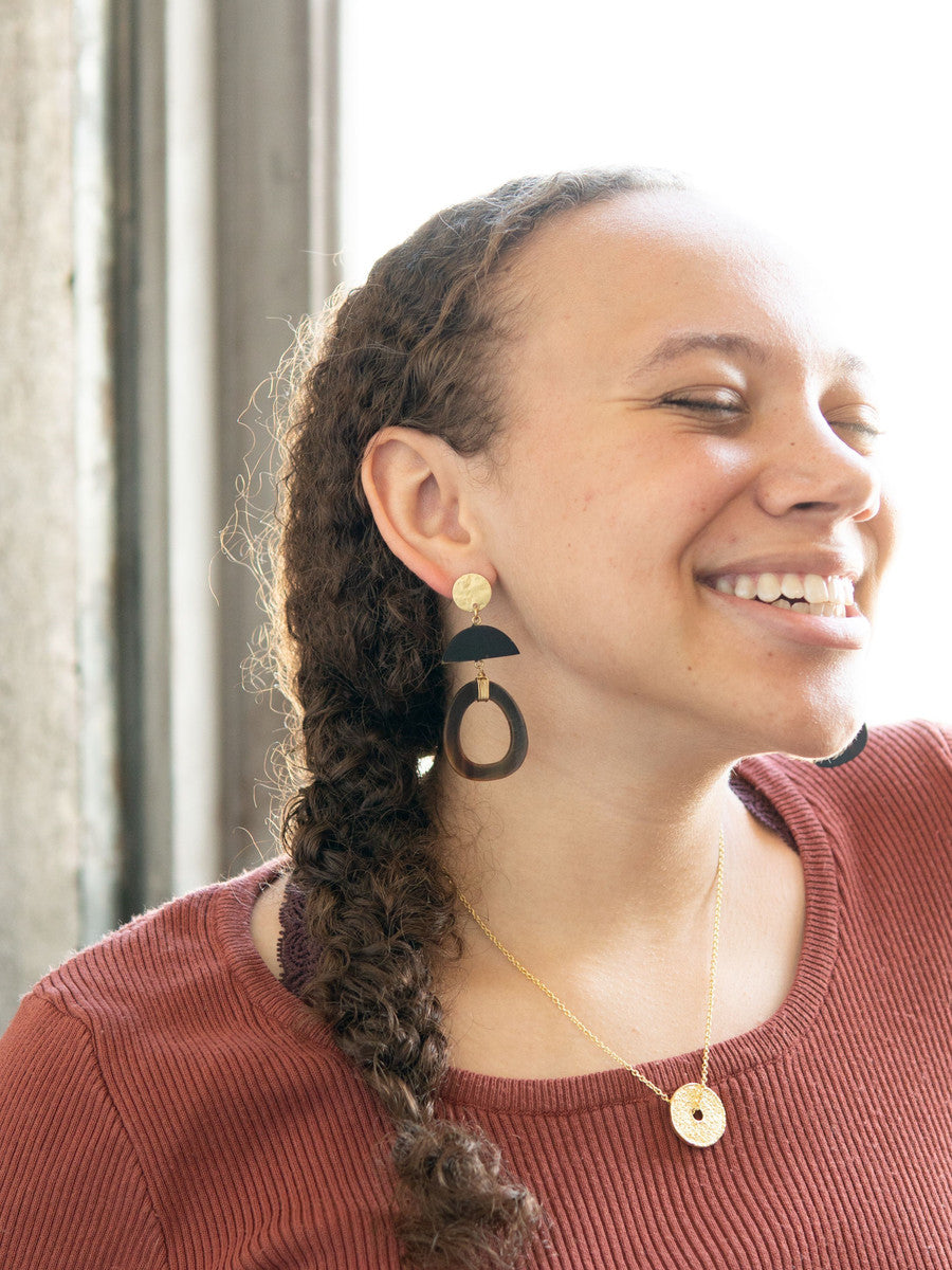 upcycled horn statement earrings | Fair Anita