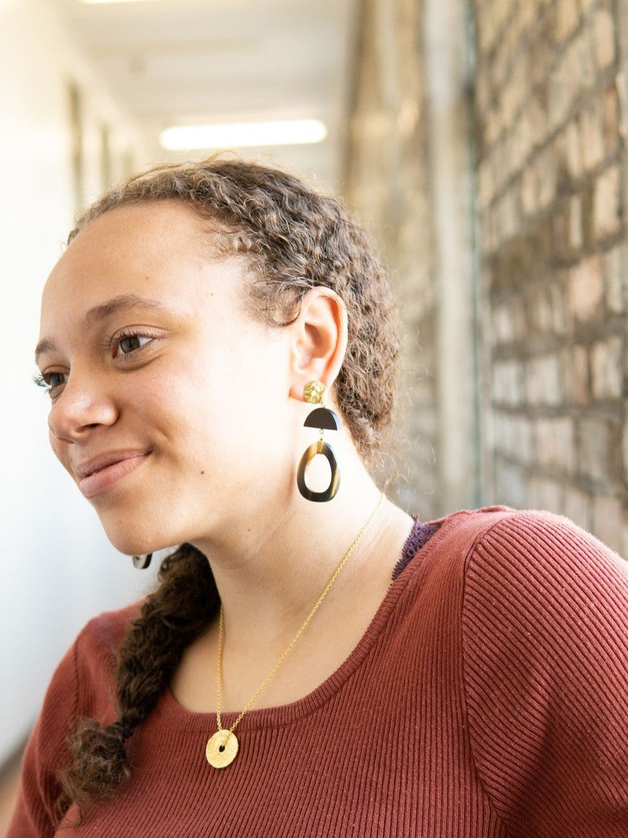 upcycled horn statement earrings | Fair Anita