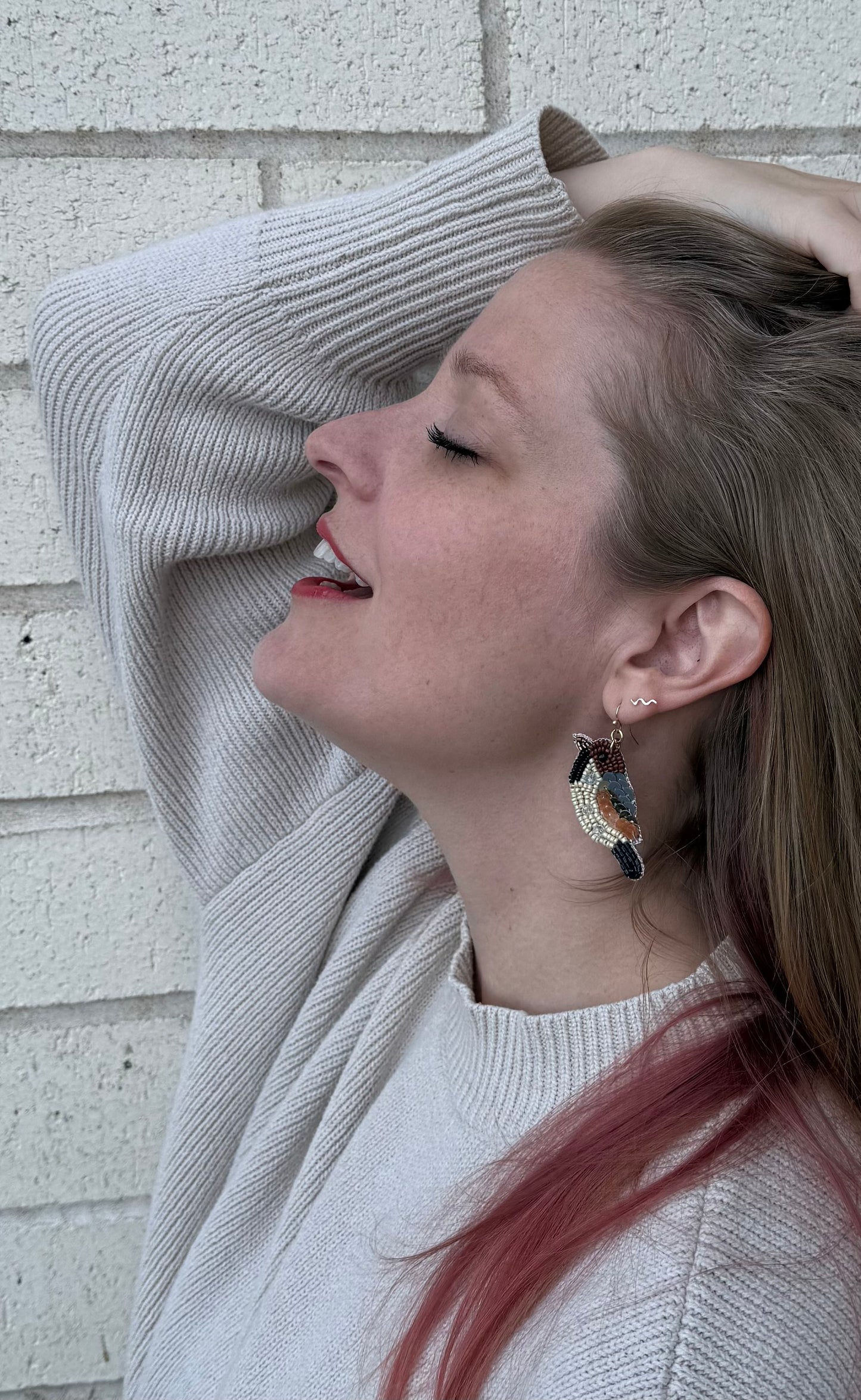 Songbird Embroidered Beaded Earrings