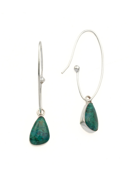 Tranquility Chrysocolla Sterling Silver Hoops