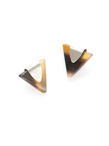 Triangle Horn Studs - Silver
