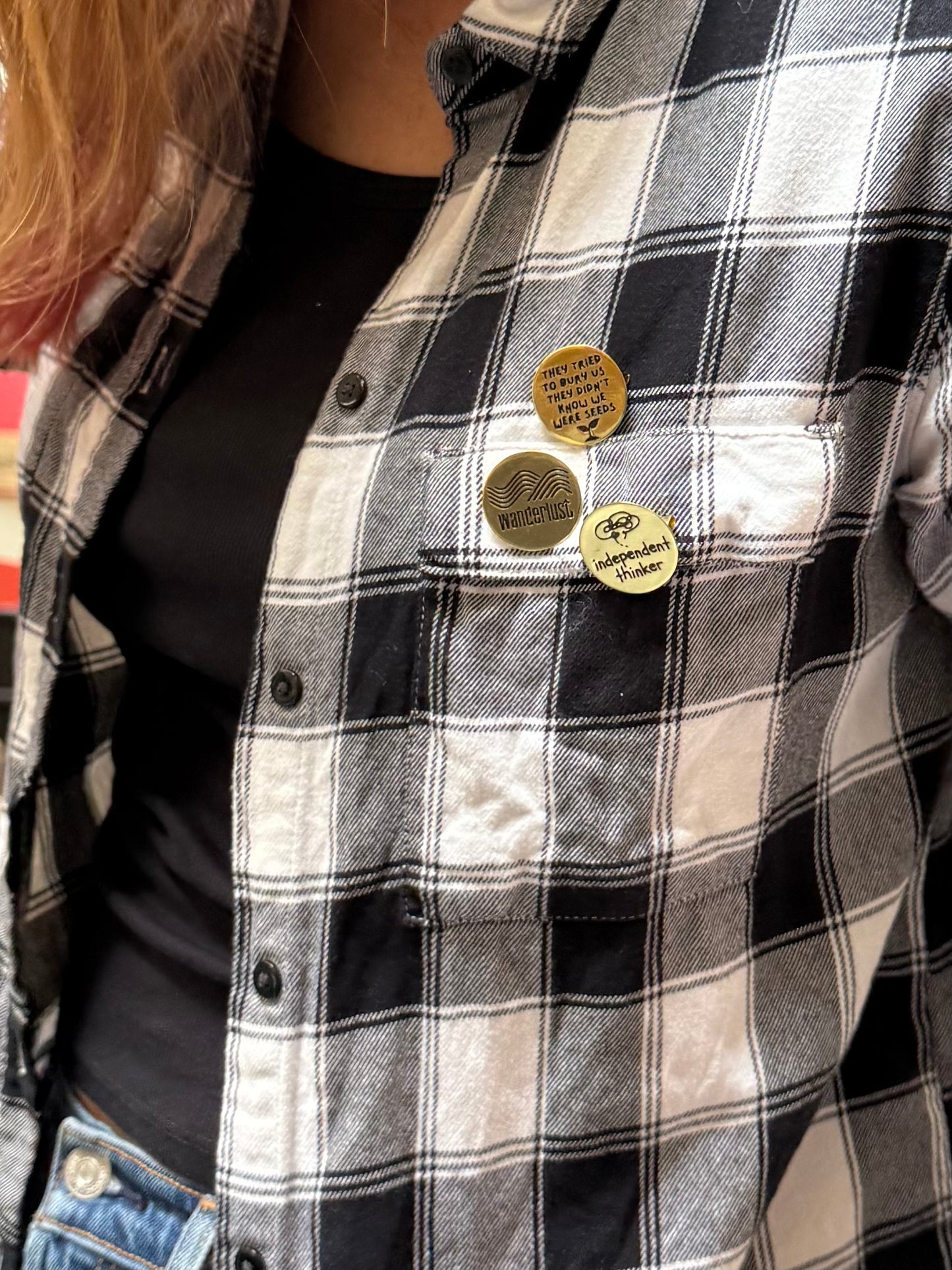 Wanderlust Recycled Brass Pin