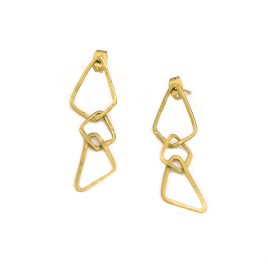 Geometric Dangle Brass Earrings