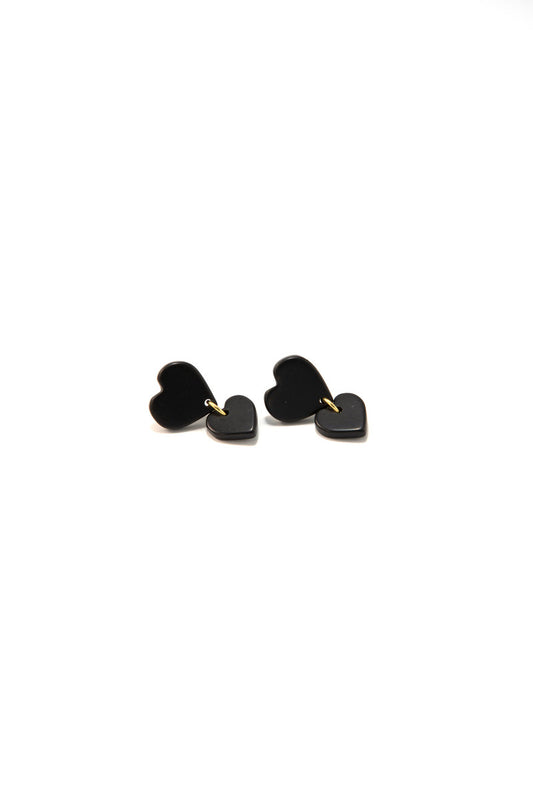 Black Heart Clay Earrings