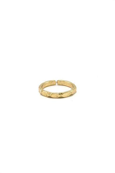 Multifaceted Adjustable Ring - Brass