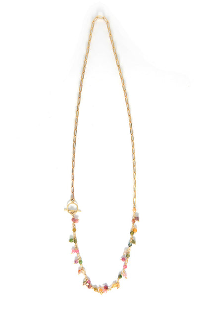 Tourmaline Toggle Luxe Brass Necklace