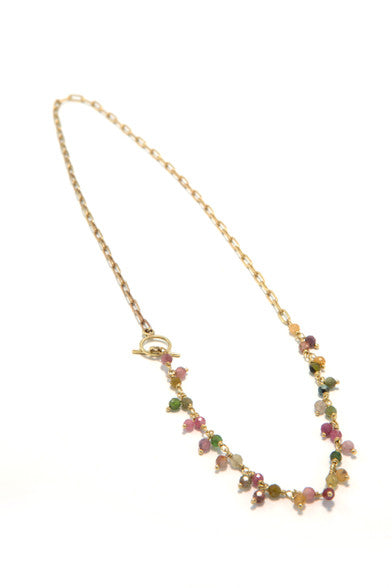 Tourmaline Toggle Luxe Brass Necklace