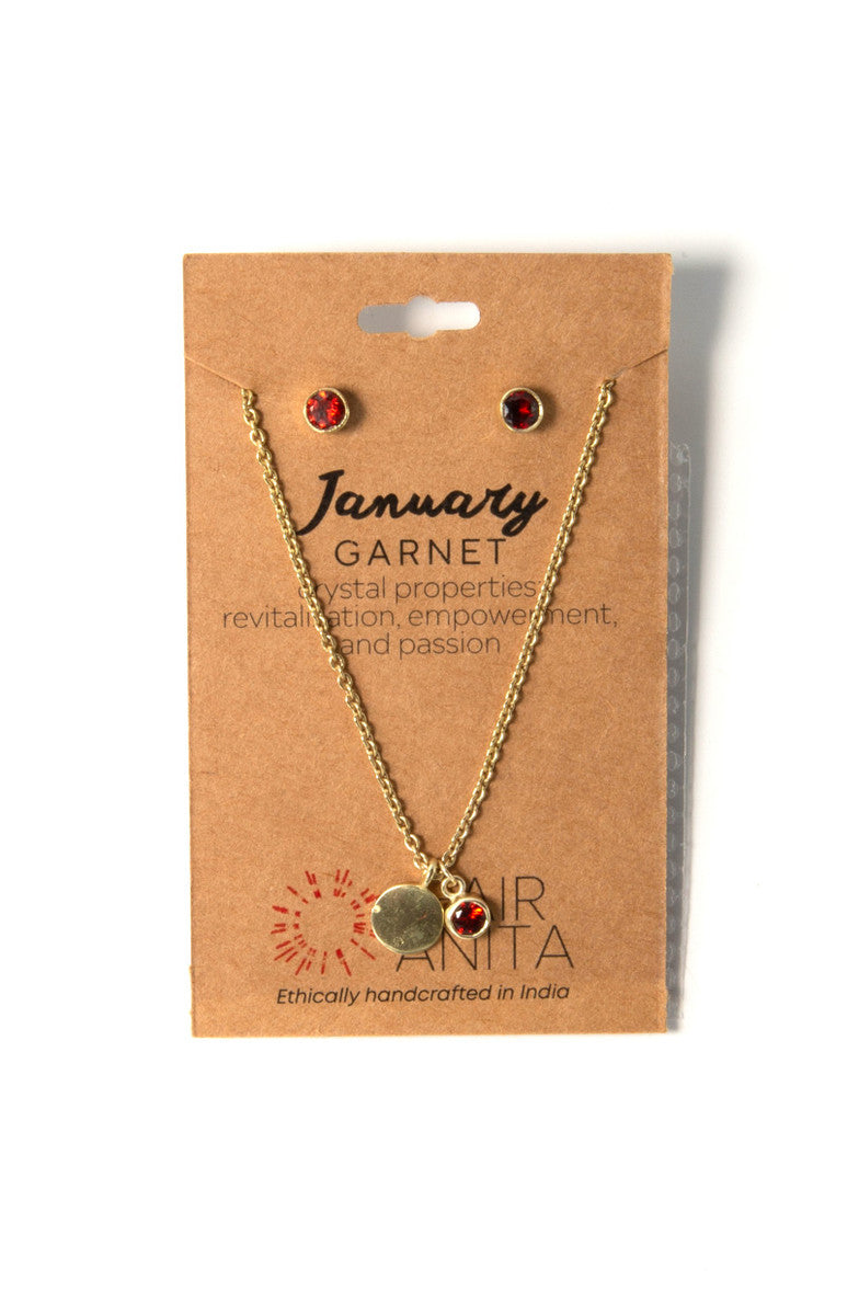 Full Collection: Birthstone Crystal Necklace and Earring Set