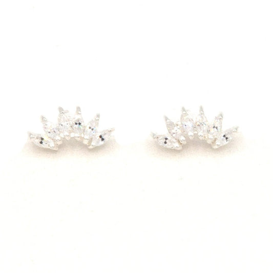Crystal Curve Sterling Silver Stud Earrings
