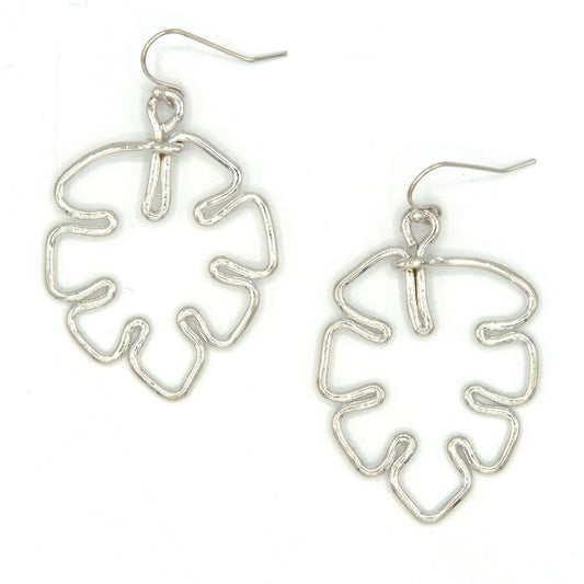 Continuous Line Art Earrings - Monstera