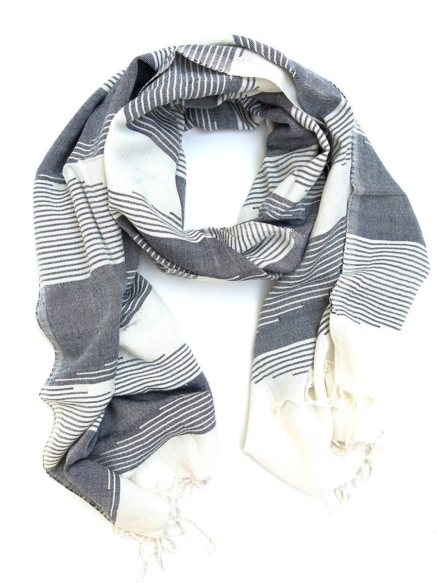 Blue and white fair trade scarf | Fair Anita