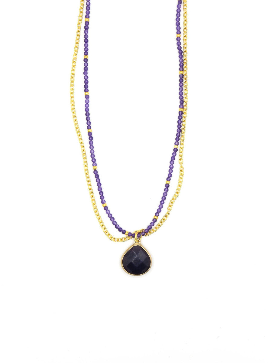amethyst charm double strand necklace | Fair Antia