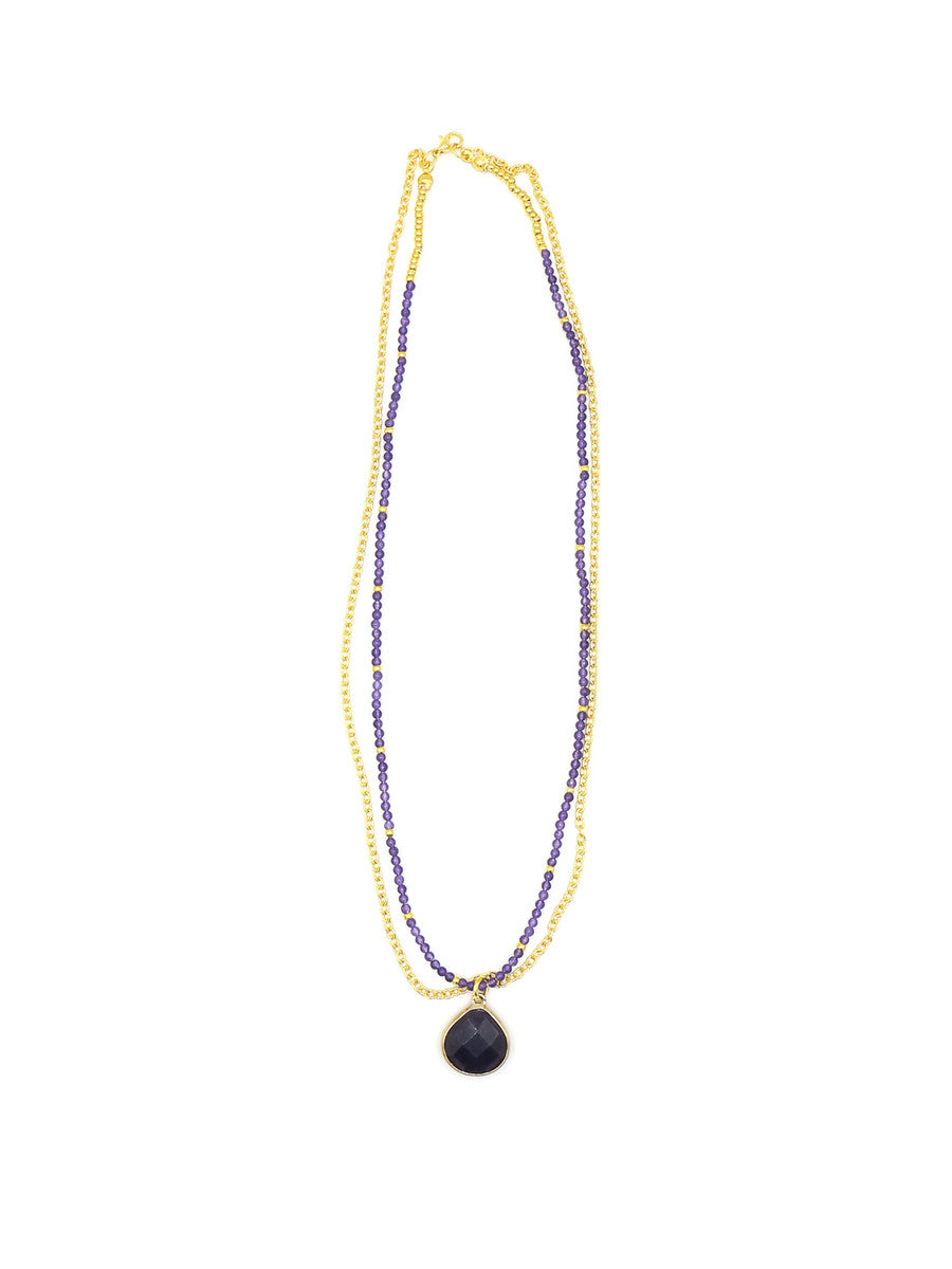 amethyst charm double strand necklace | Fair Antia