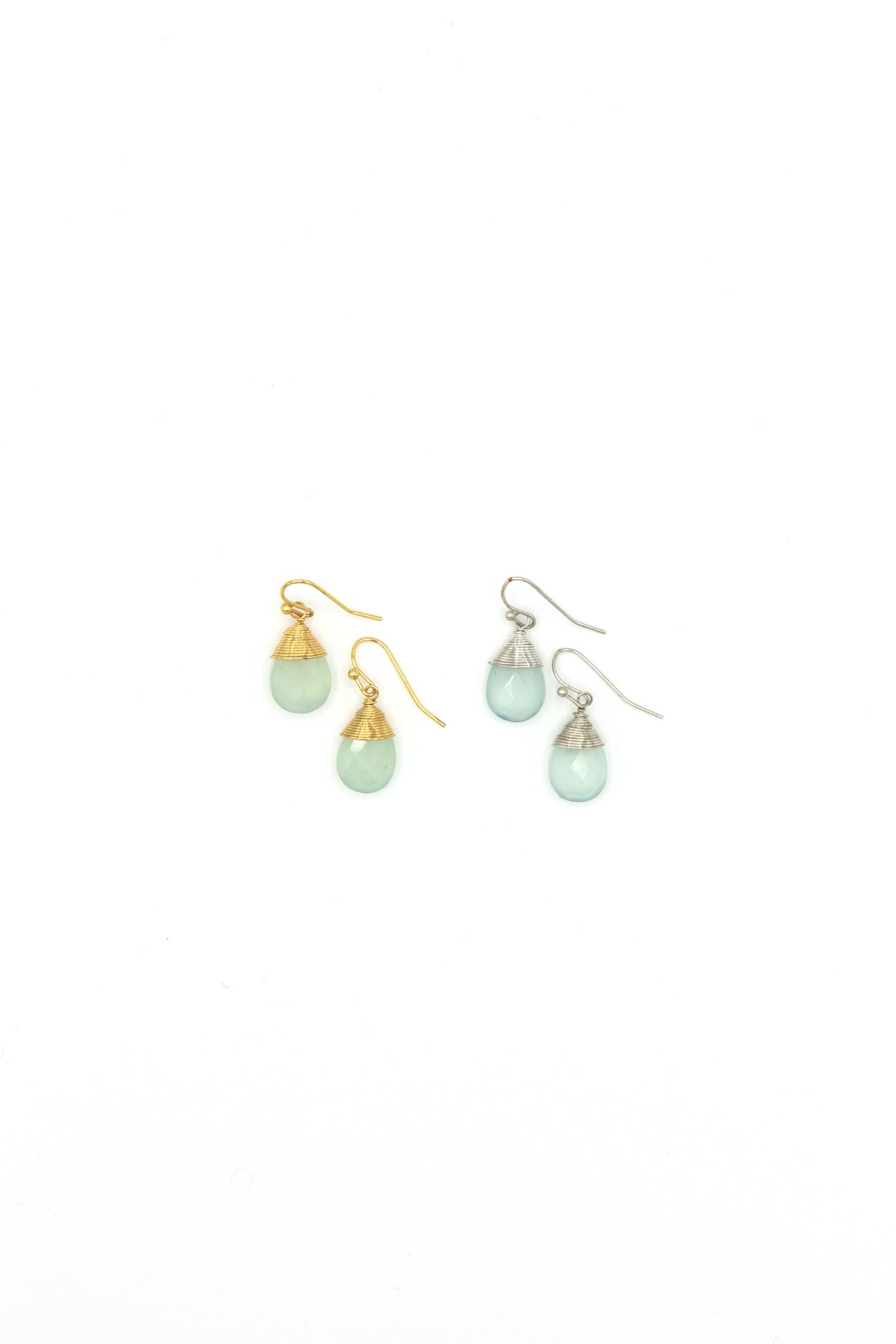 Aqua Chalcedony Drop Earrings