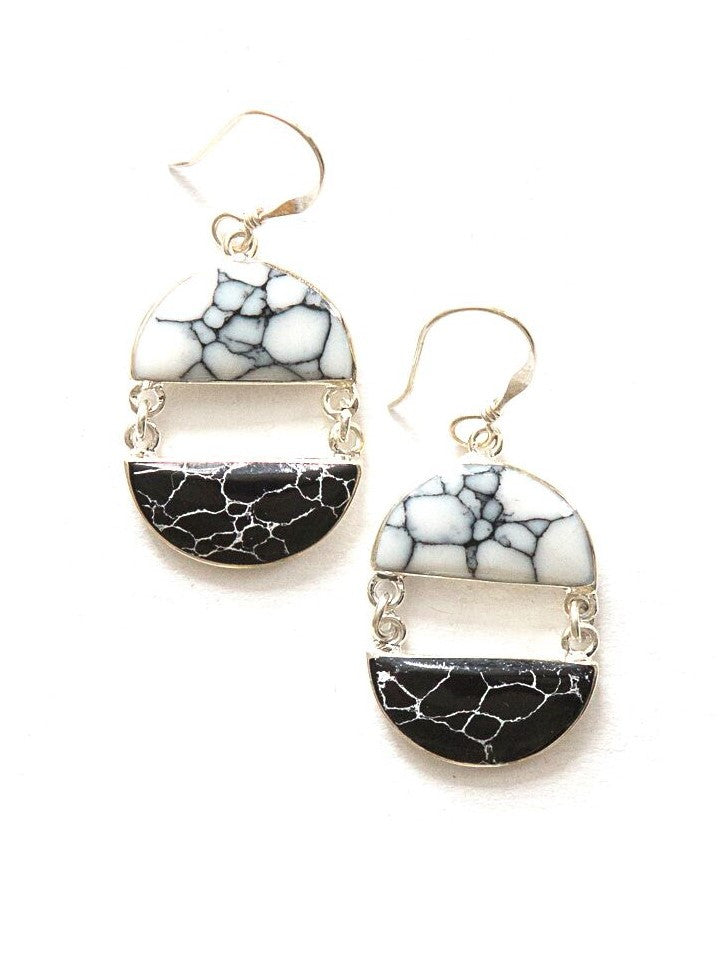 Black and White half moon earrings | Fair Anita