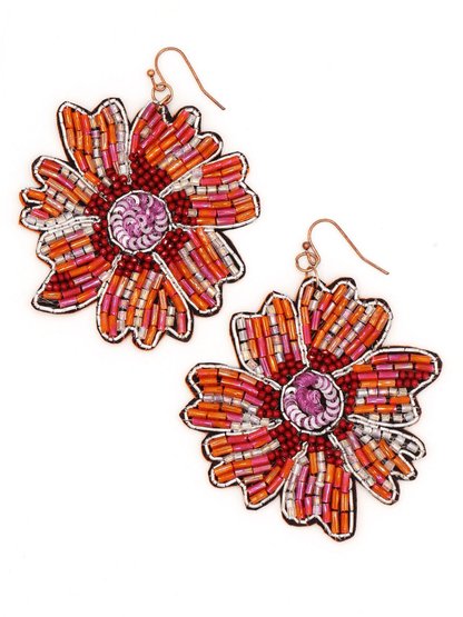 oversized bright orange floral earrings | Fair Anita