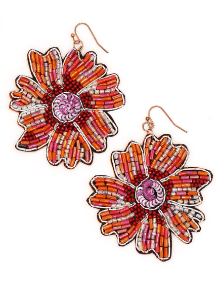 Lightweight Designer Multi Color Glass Meena Flower Design Partywear Earring  for Women and Girls. | K M HandiCrafts India