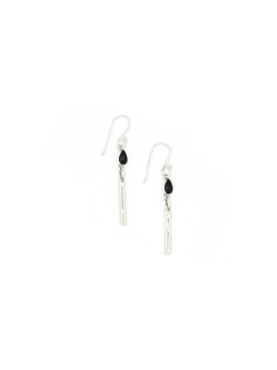 Sterling drop earrings with black onyx stone