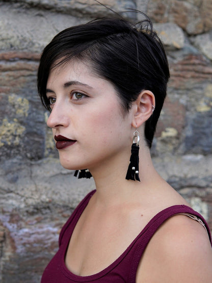 Black tassel and recycled bullet casing earrings | Fair Anita