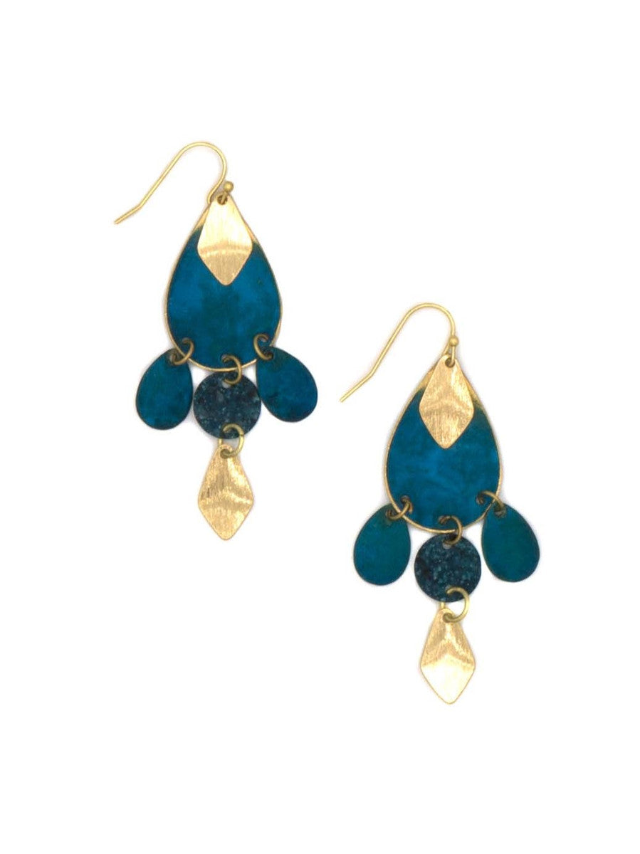 fair trade blue and gold dangle earrings | Fair Anita