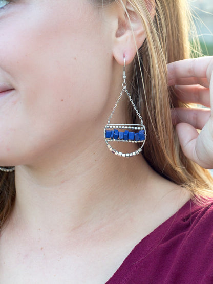 Blue Beaded dangle earrings | Fair Anita