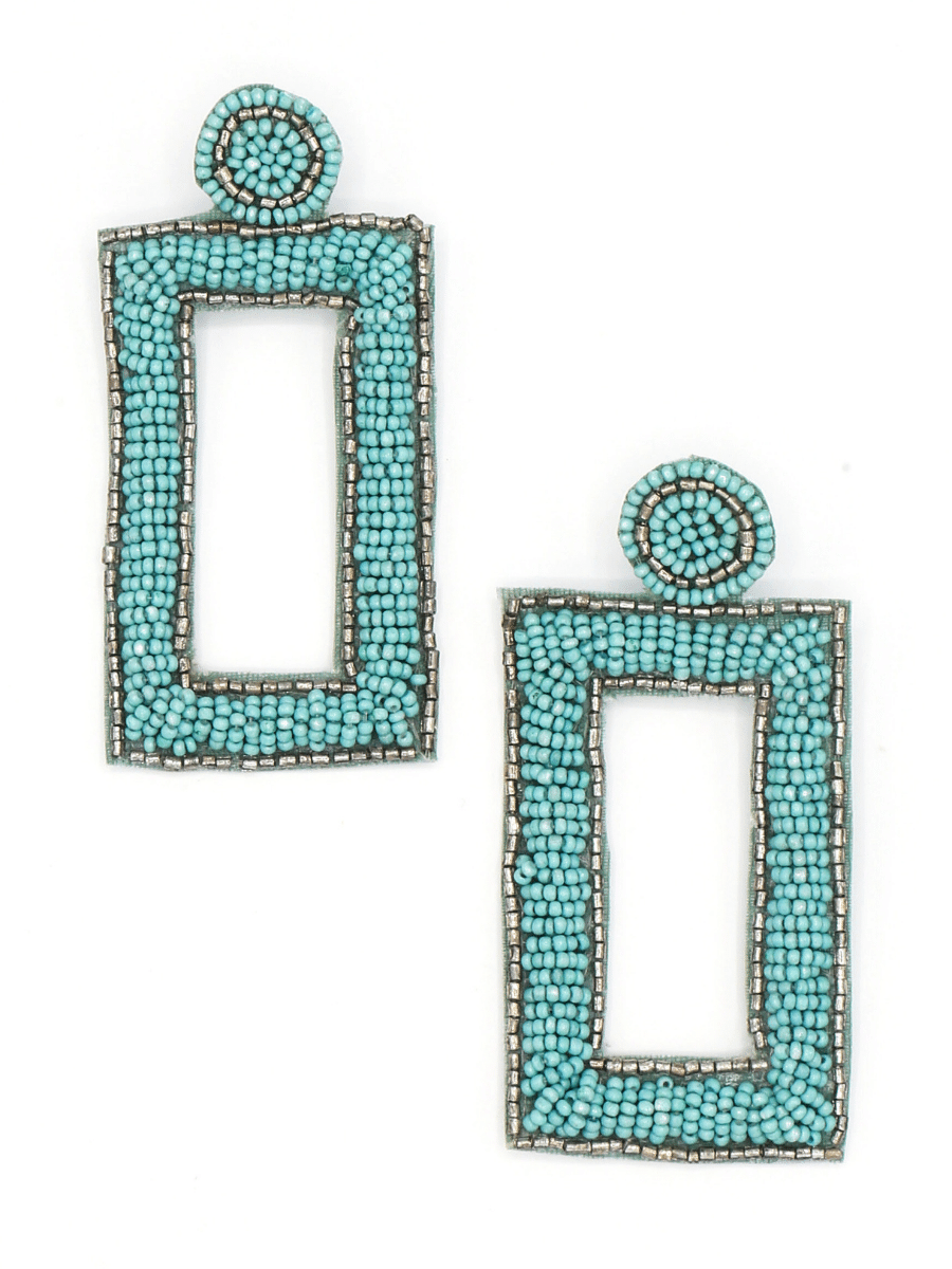 oversized blue rectangle earrings | Fair Anita
