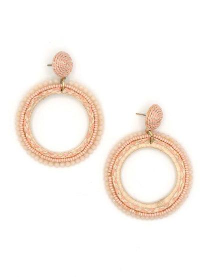 woven pink statement hoop earrings | Fair Anita