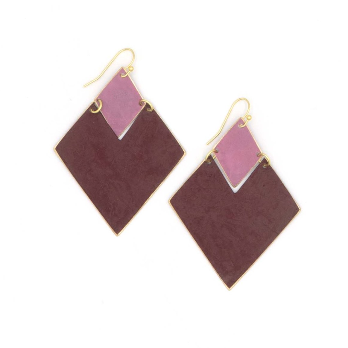Blush + Burgundy Rhombus Earrings
