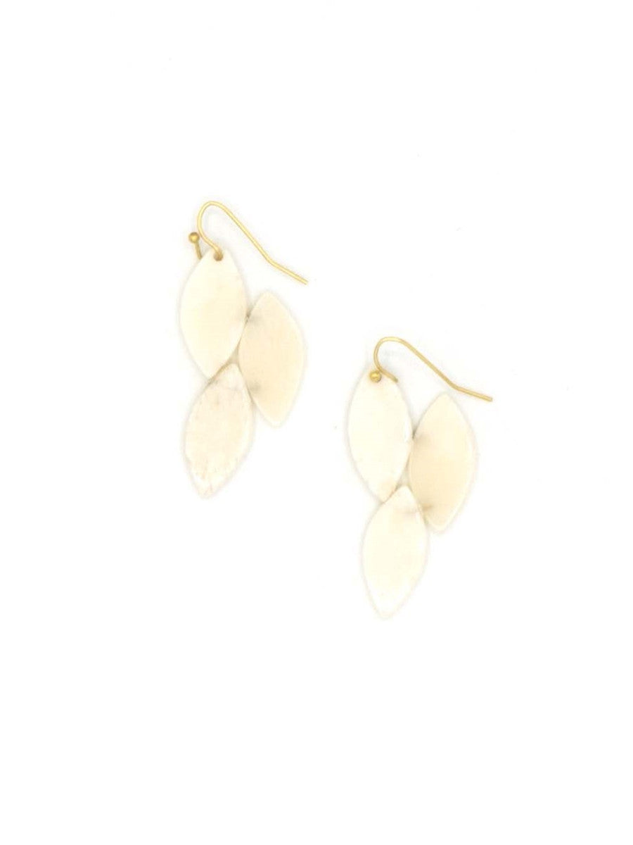 trendy sustainable leaf dangle earrings white | Fair Anita