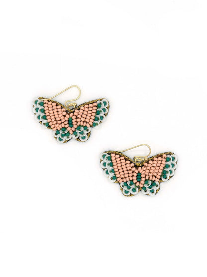 peach and blue butterfly earrings beaded | Fair Anita