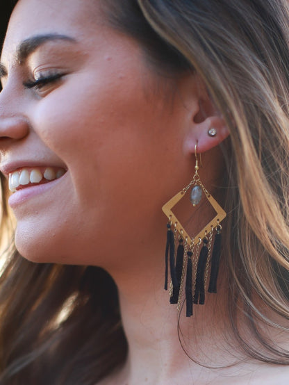 Black and chain statement earrings | Fair Anita