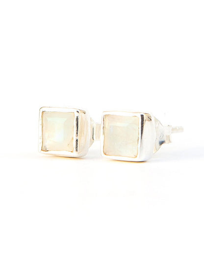 Square crystal silver stud earrings | Fair Anita