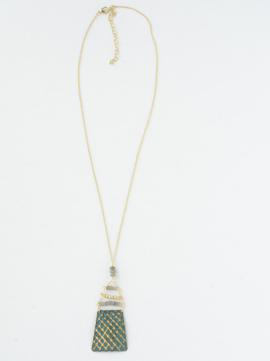 Blue painted brass fair trade necklace | Fair Anita