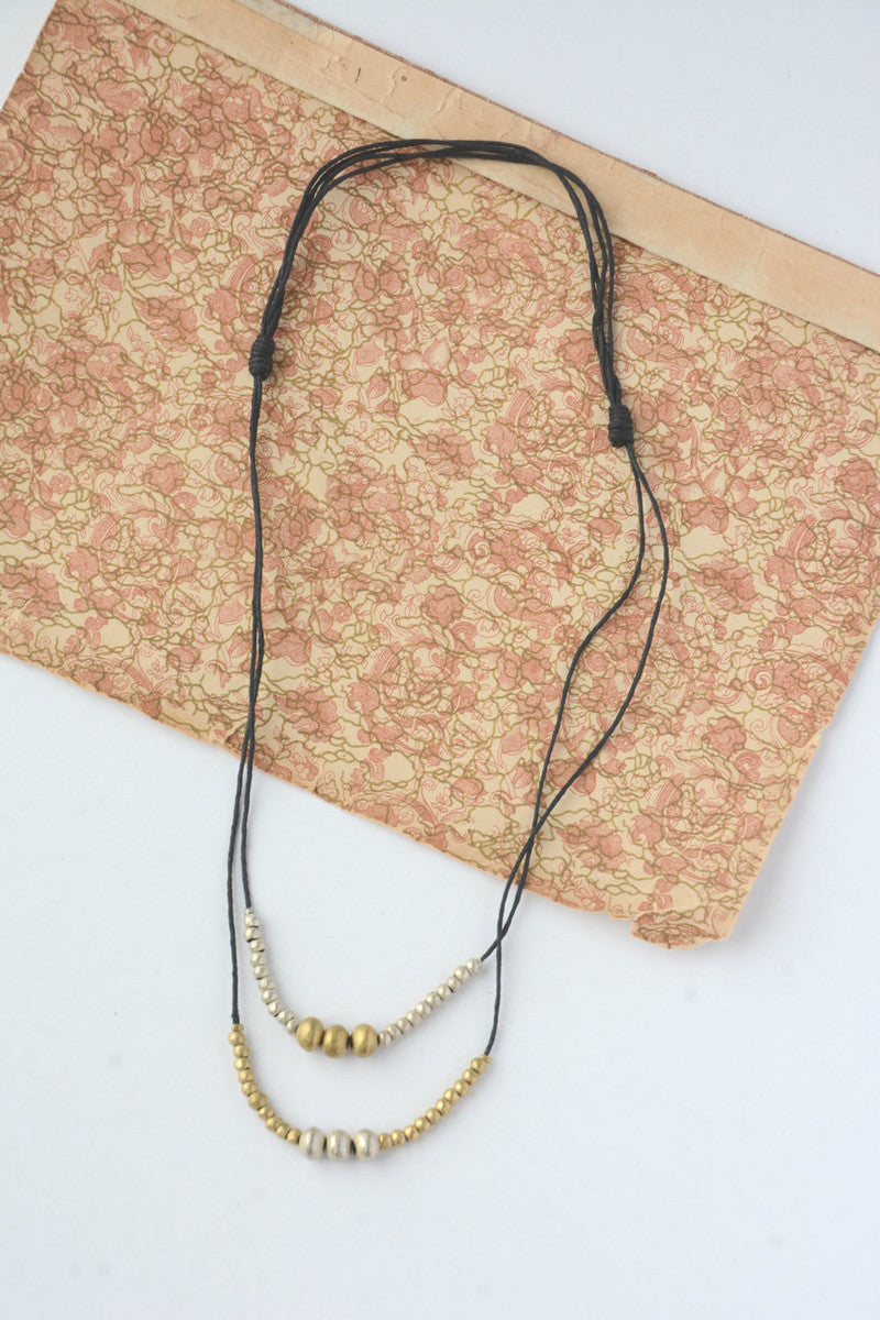 Mixed metal adjustable cord necklace | Fair Anita